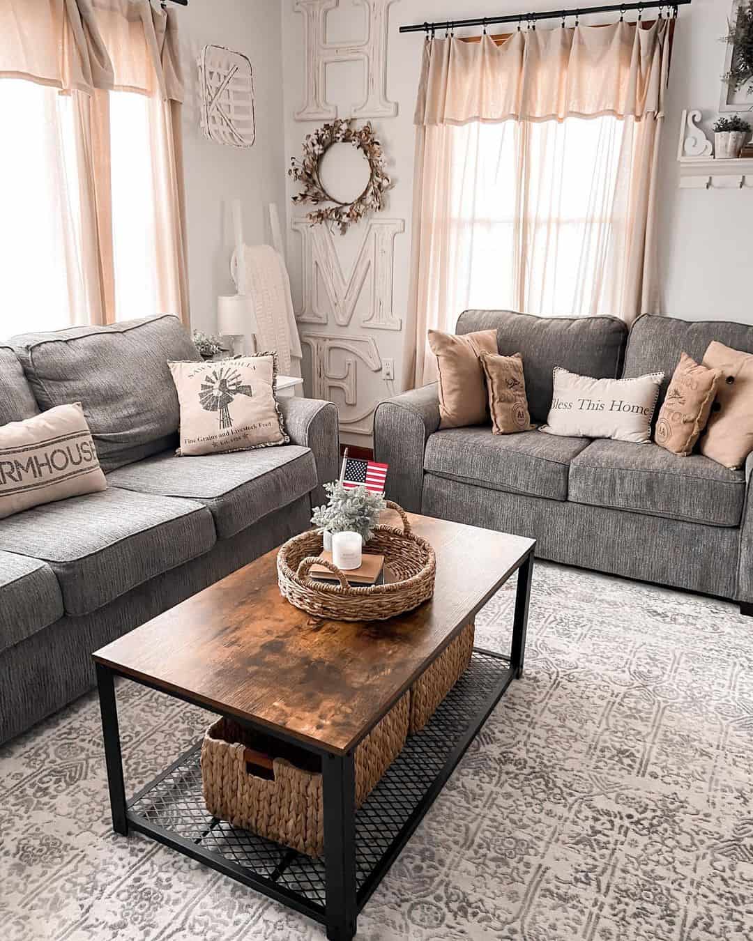 Woven Baskets Tuck Under Coffee Table for Casual Storage