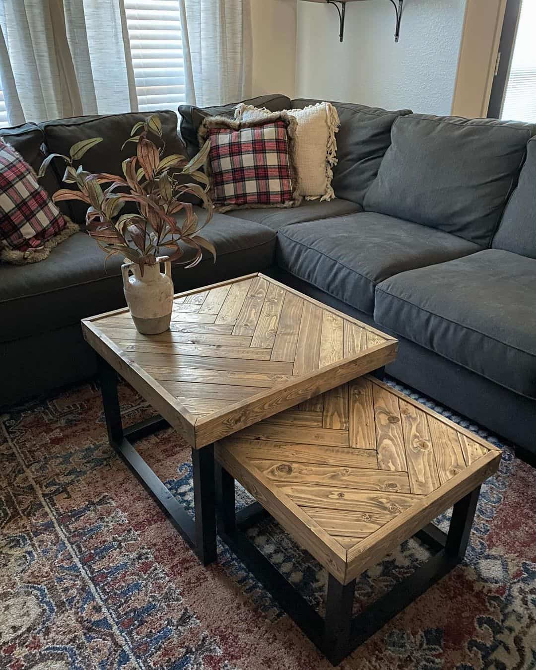 Incorporate Nesting Tables with Herringbone Tops
