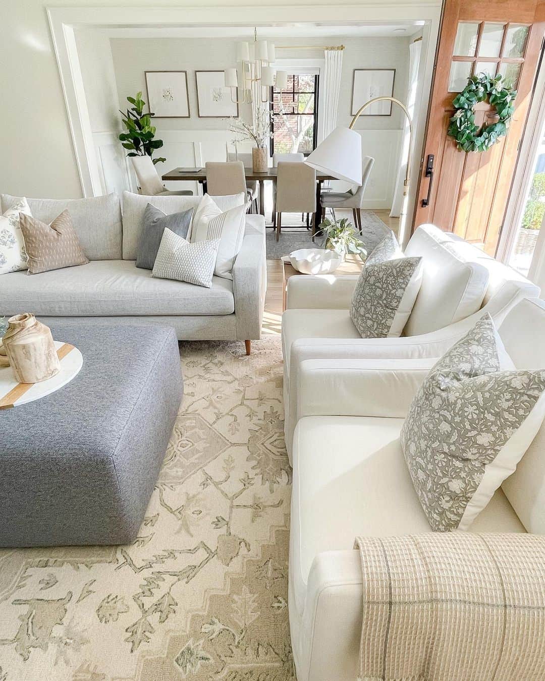 Define Seating Areas with Layered Neutral Rugs