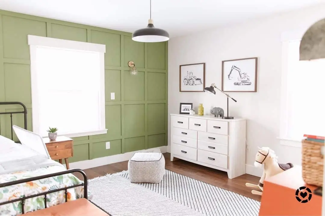 Textured Green Board and Batten Wall Adds Architectural Detail