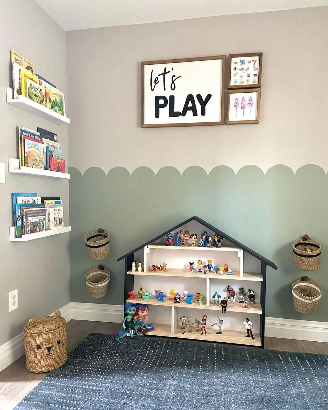Dollhouse-Style Shelf Displays Figures and Small Toys