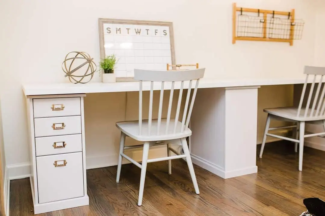 Utilize a White File Cabinet for Tidy Under-Desk Storage