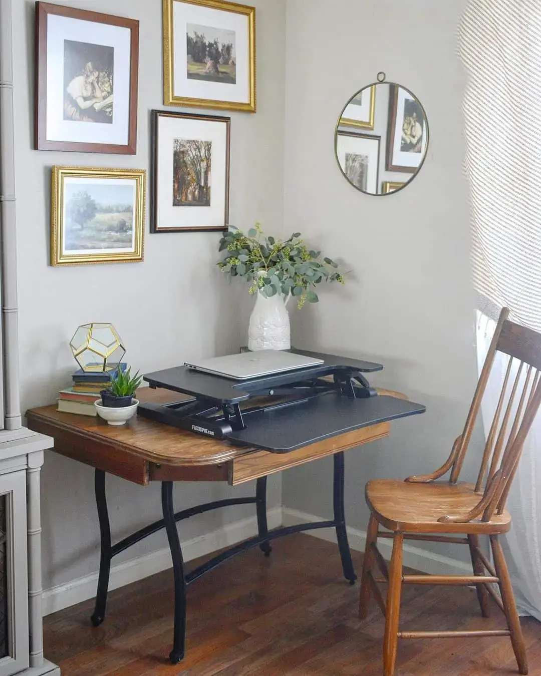 Grouped Gallery Wall Adds Artistic Depth Above Desk