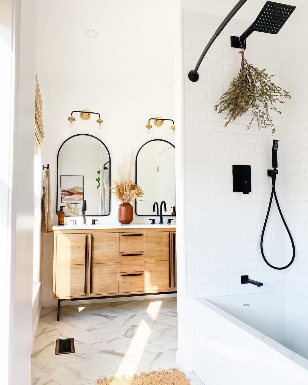 Dried Greenery Bundles Hang From The Shower Head