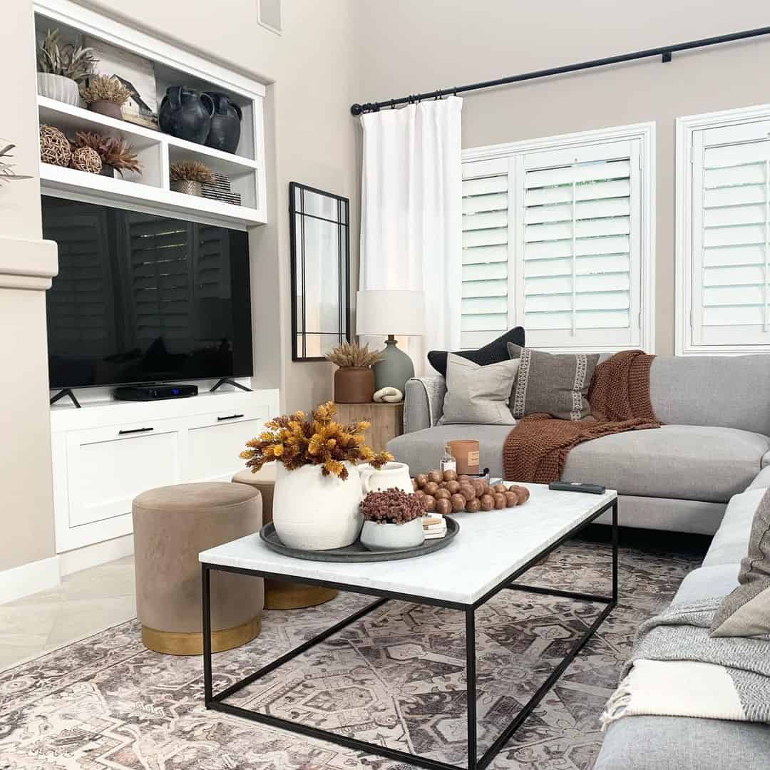 White Marble Coffee Table with Black Metal Frame