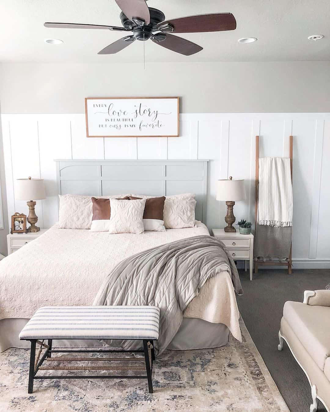 Board and Batten Walls Create a Textured Headboard Area
