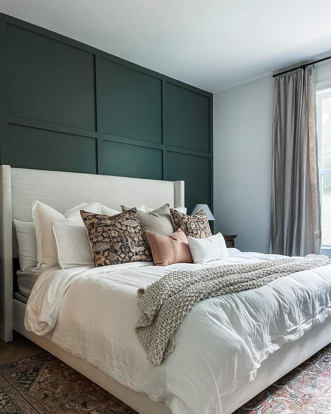 Dark Geometric Wainscoting Creates a Dramatic Accent Wall