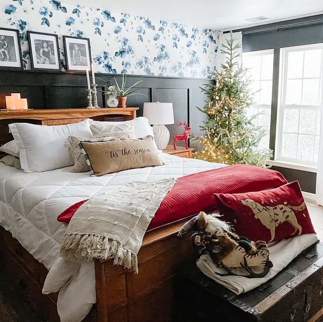 Dark Board and Batten Creates a Dramatic Headboard Area