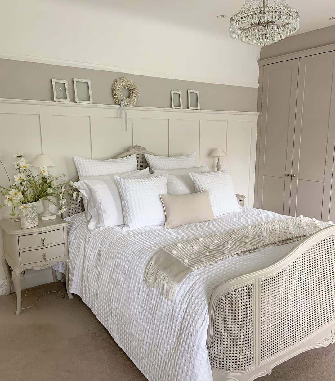 Paneled Wainscoting Doubles as a Narrow Shelf