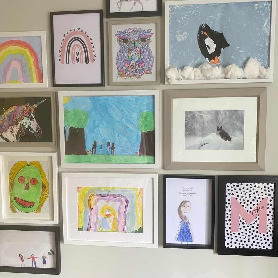 Mix Frame Styles for a Playful Kids' Art Display