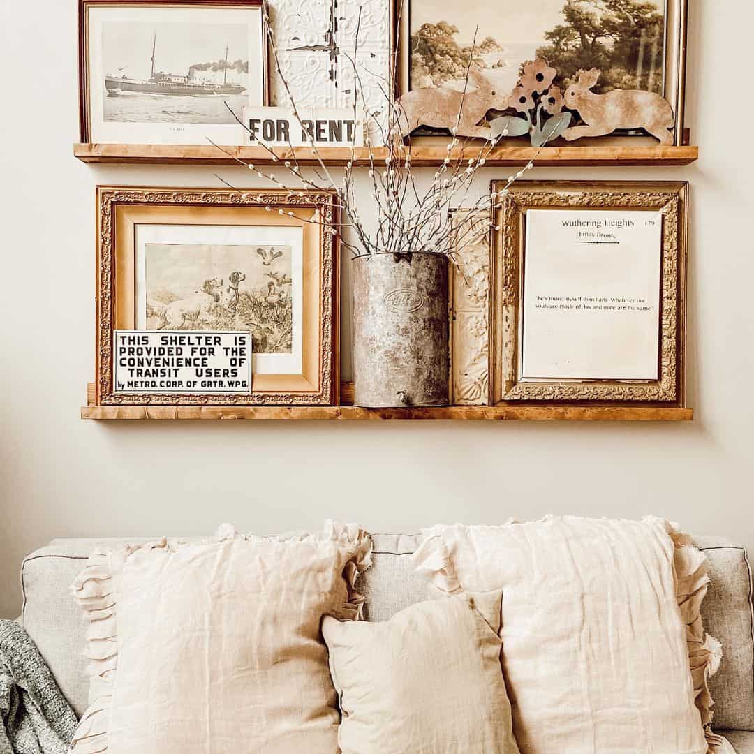 Layer Vintage Signs and Art for Textured Wall Appeal