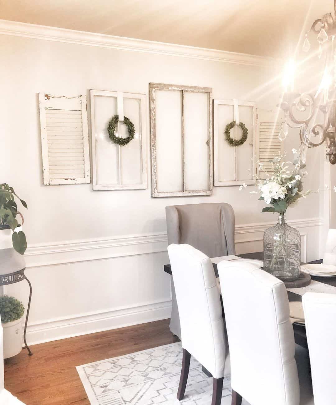 Vintage Shutters and Window Panes Frame Greenery