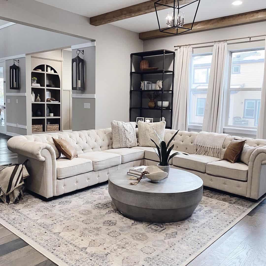 Concrete Coffee Table Anchors a Textured Living Space