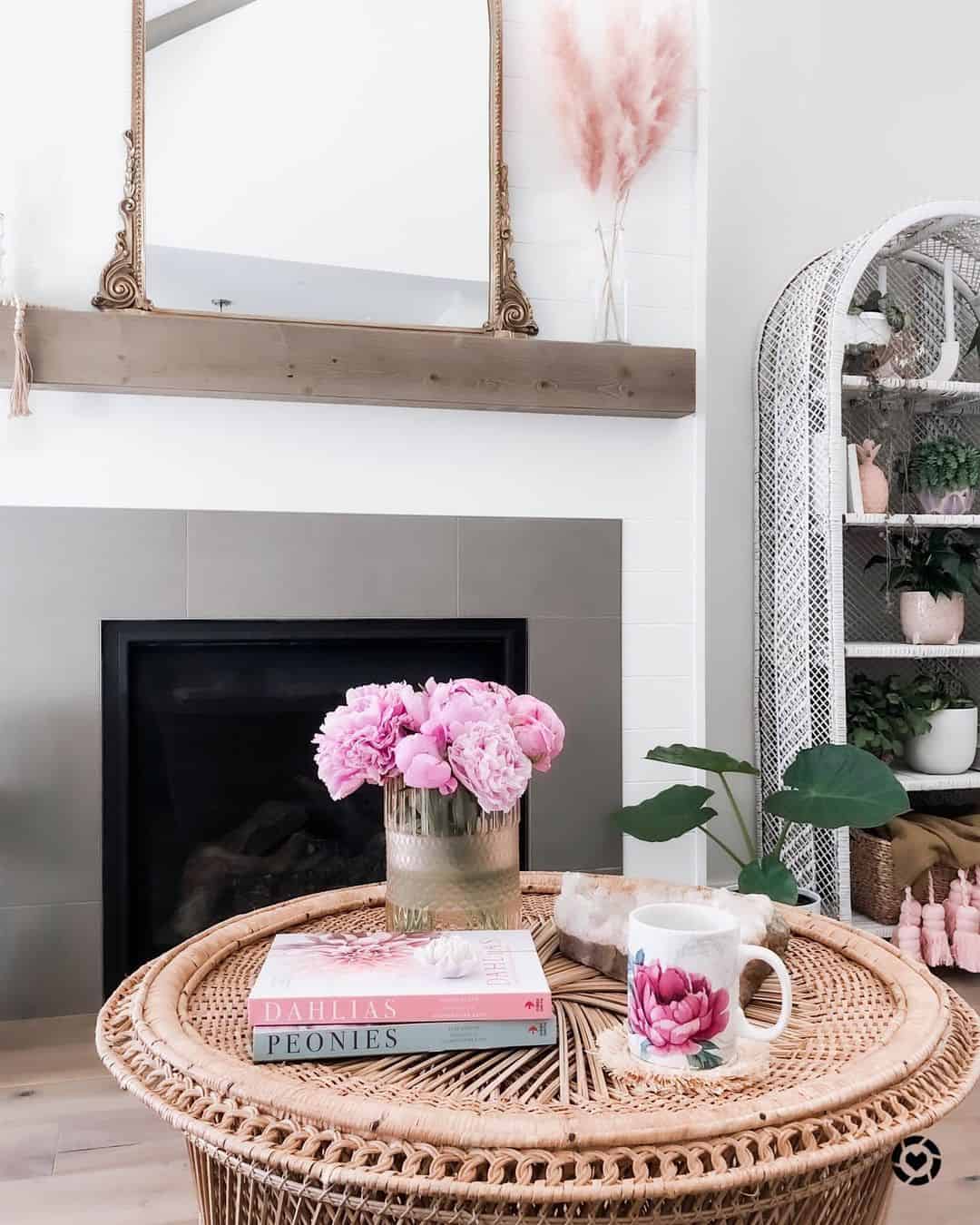 Stack Books and a Floral Mug for a Pretty Vignette