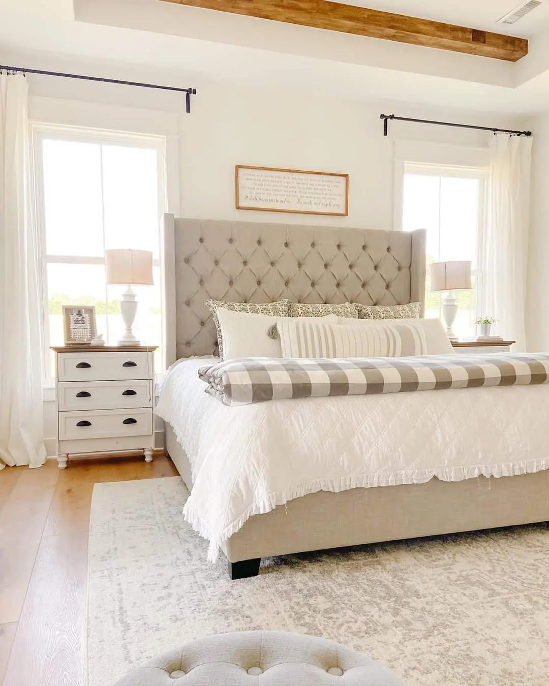 Tufted Headboard Adds Cozy Texture to a Neutral Bed