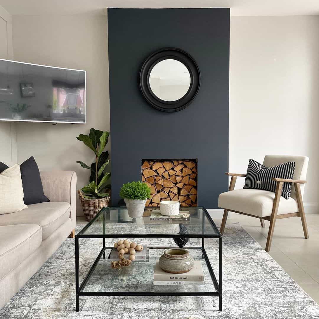 Showcase Decor on a Glass-Top Coffee Table with Black Metal Frame