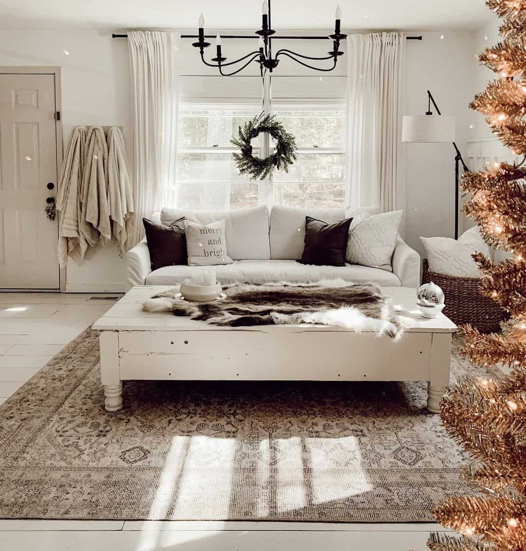 Distressed White Coffee Table for a Cozy Living Space