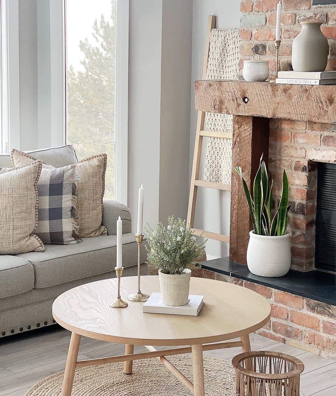 Pair Brass Candlesticks With a Potted Plant