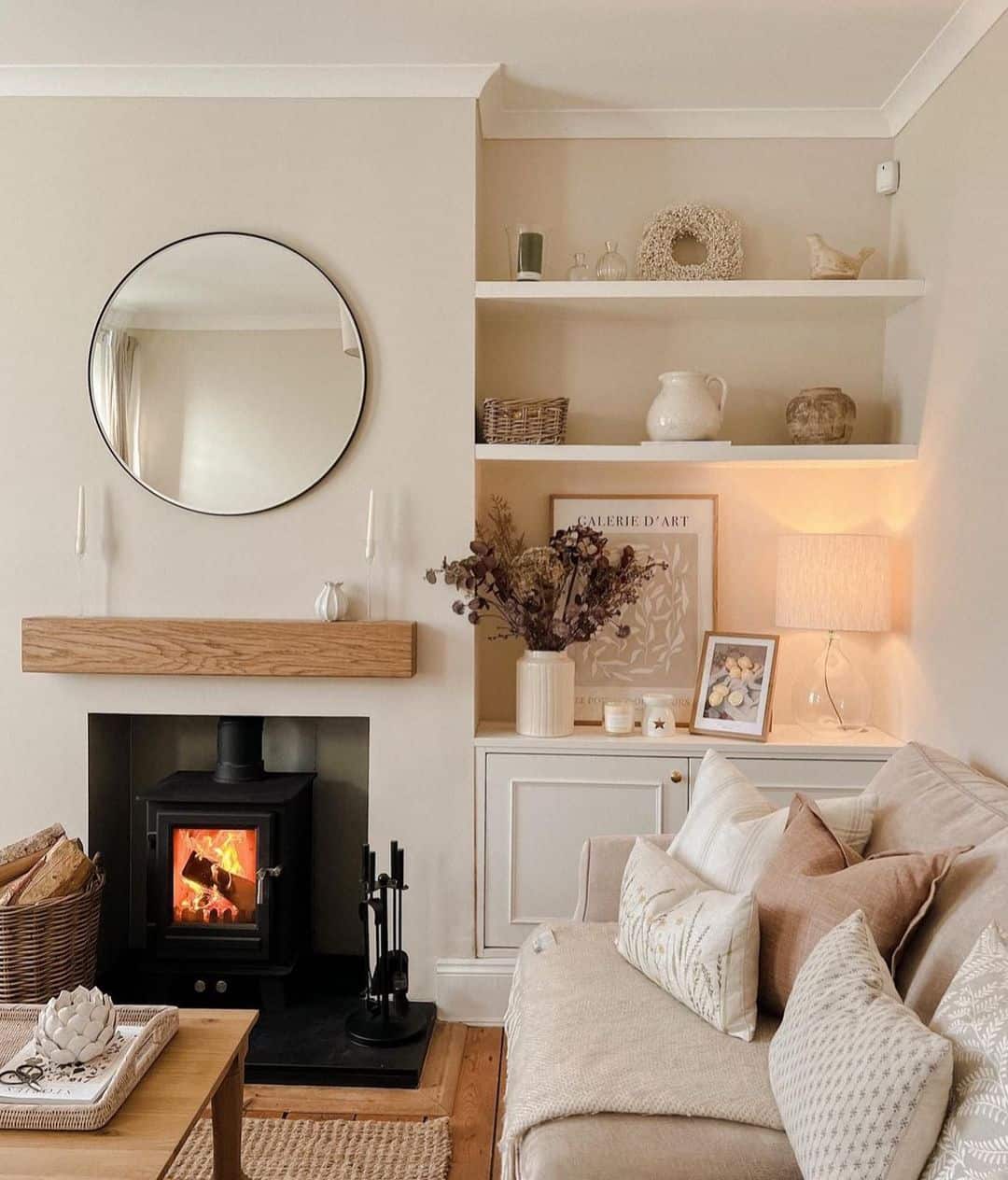 Reflect Light with a Round Mirror Above the Mantle