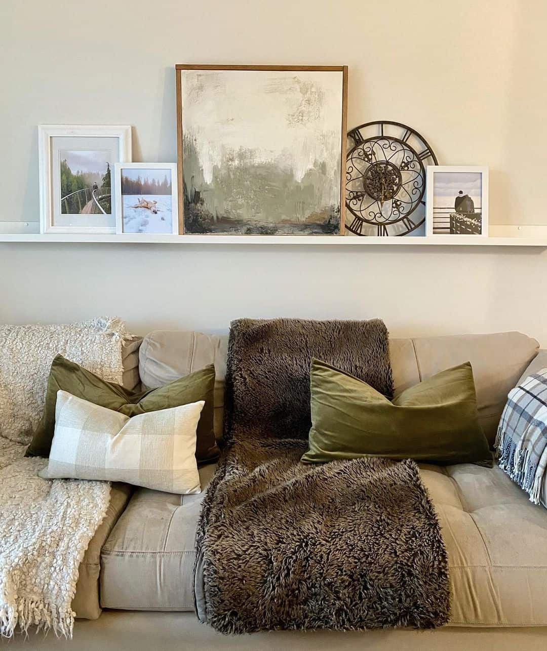 Center Your Shelf Display with Abstract Landscape Art