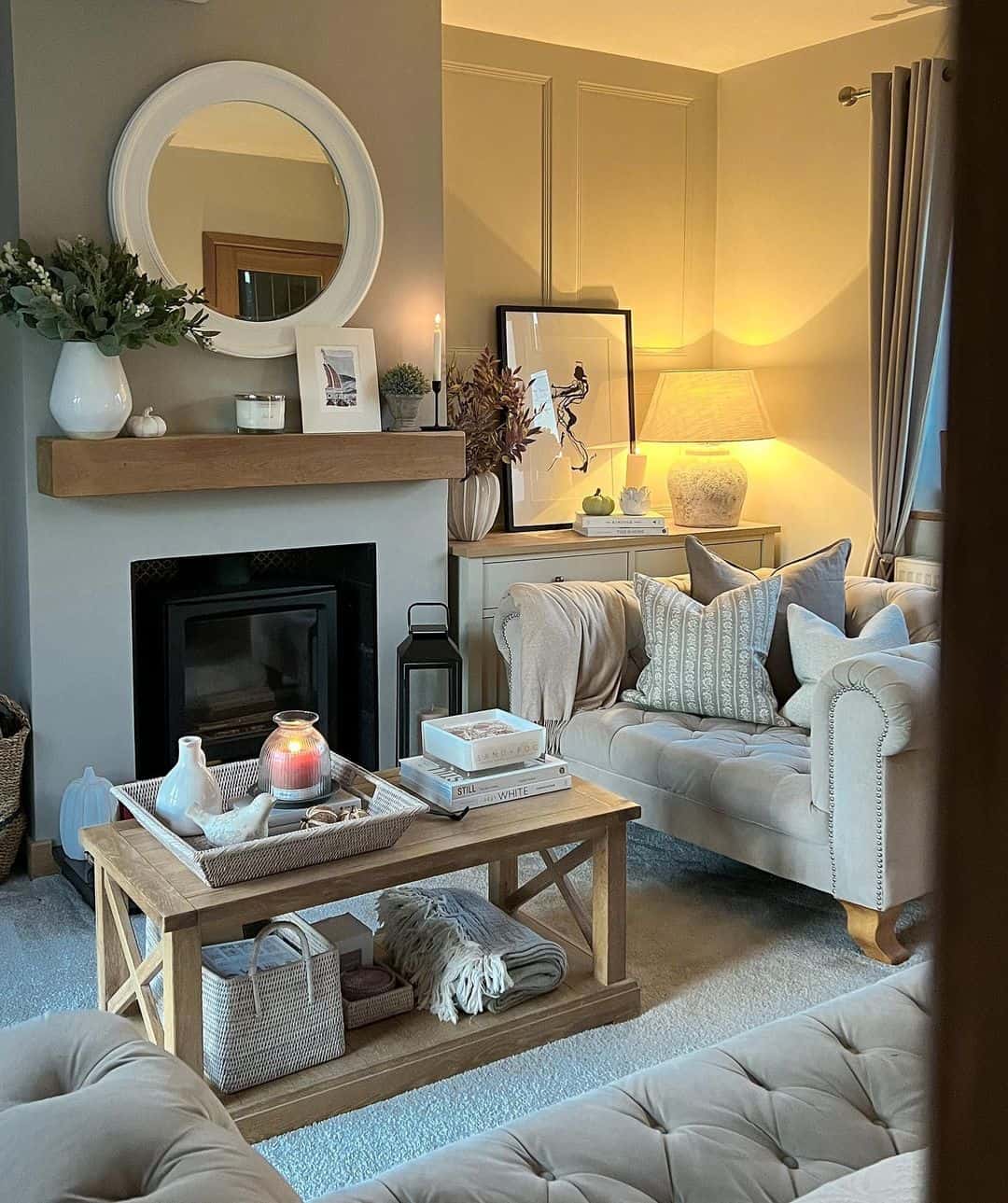 Chunky White Frame Adds a Bright Focal Point Above Mantel