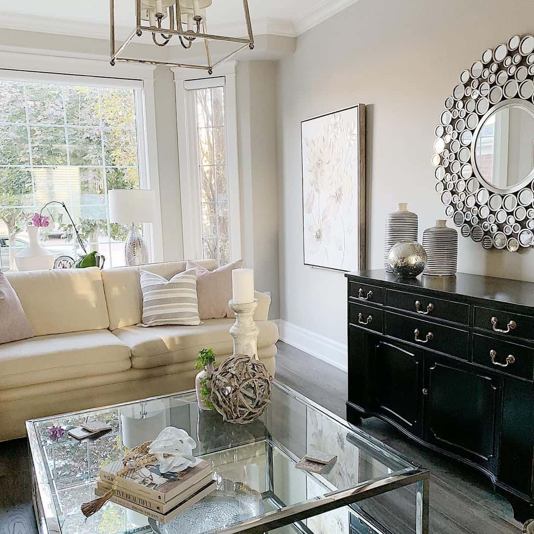Mosaic Mirror Adds a Playful Focal Point Above a Buffet