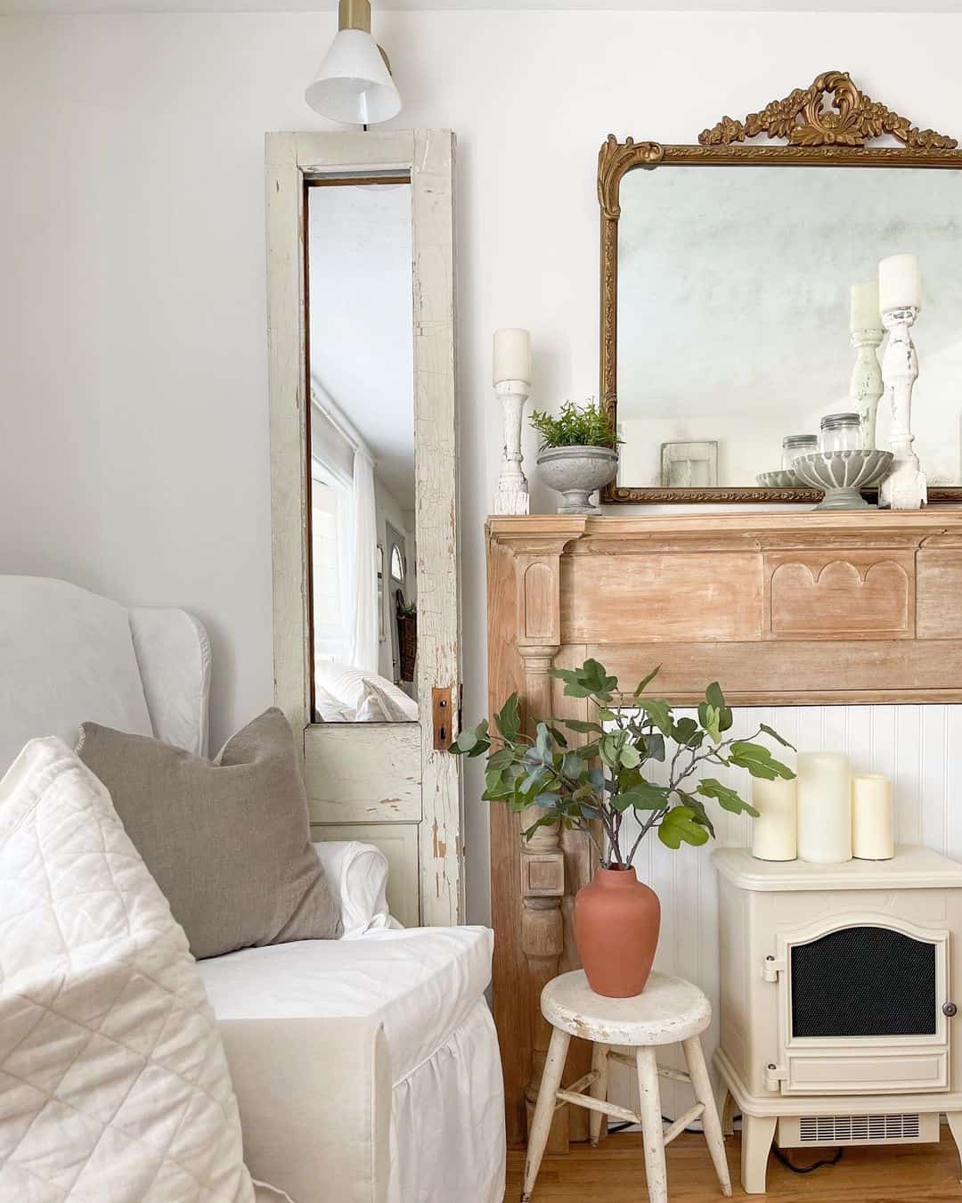 Repurposed Door Frame Mirrors a Cozy Seating Nook