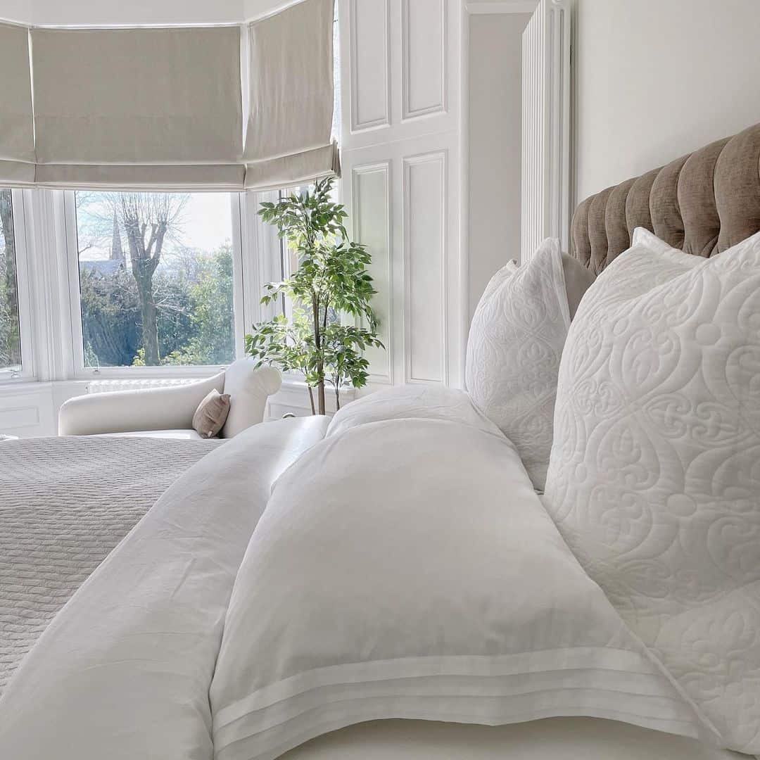 Quilted White Pillows Add Patterned Texture