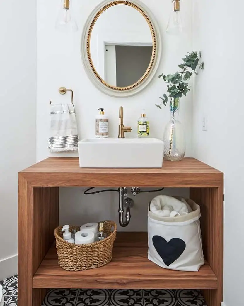 Woven Basket and Heart-Print Bag Organize Open Shelving