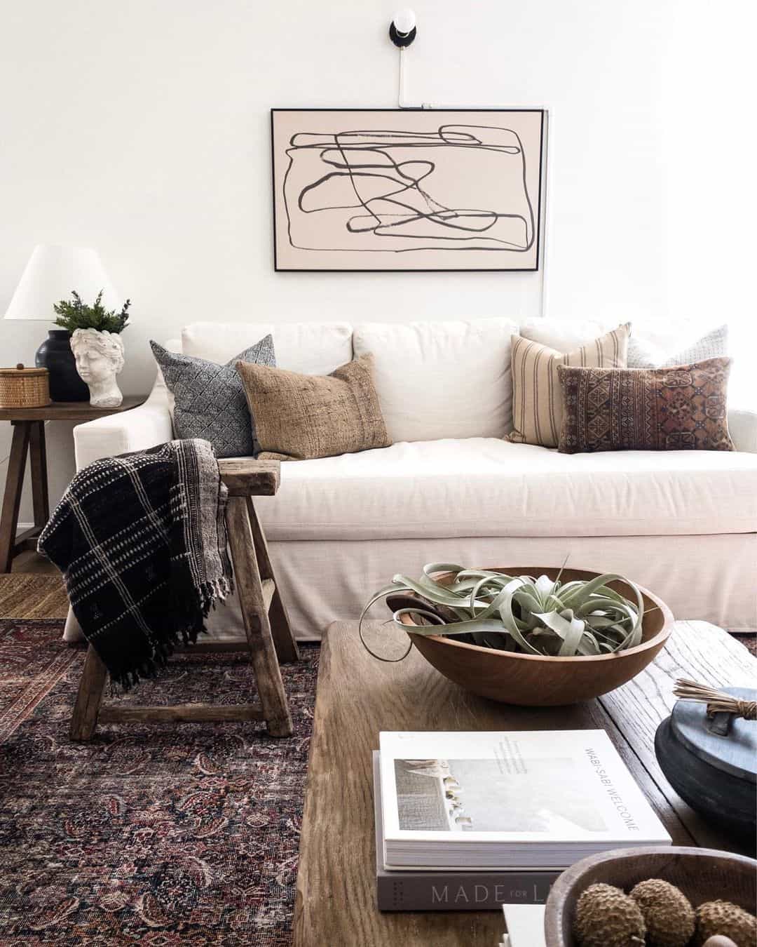 Wooden Bowl Holds Air Plants for Natural Living Art
