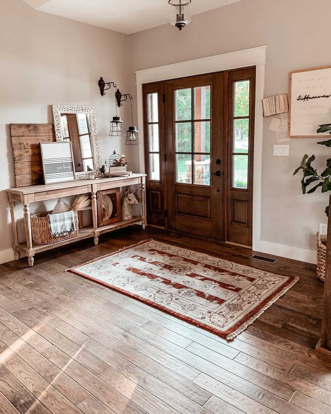 Layered Entryway Rugs Add Warmth and Pattern