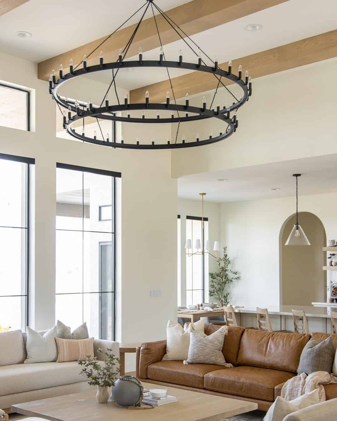 Draw the eye upward with a dramatic two-tiered chandelier