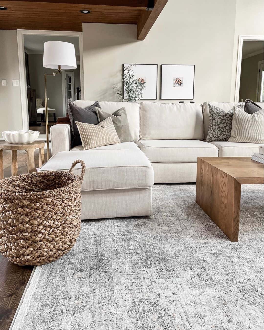 Incorporate a woven basket for natural texture