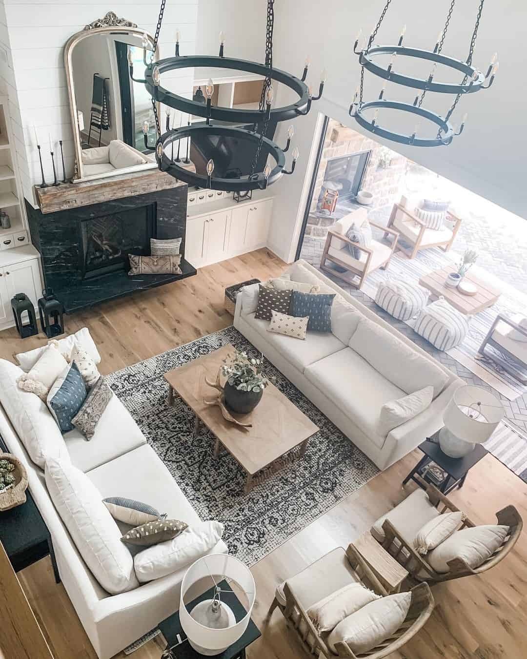 Frame the fireplace with an ornate mirror