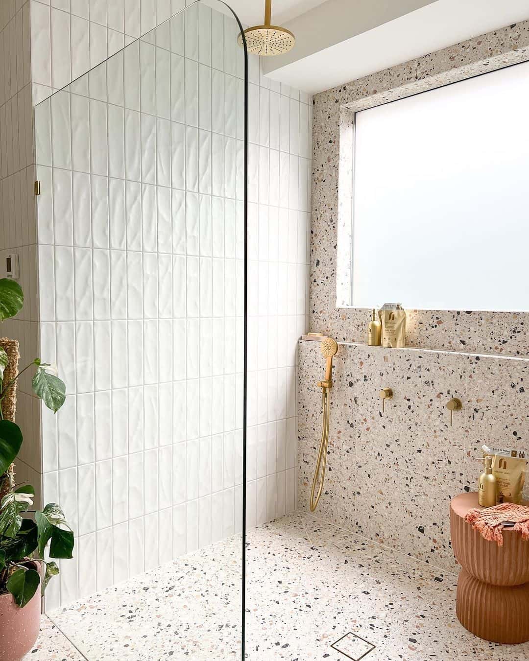 Textured White Vertical Tile Adds Subtle Shower Dimension