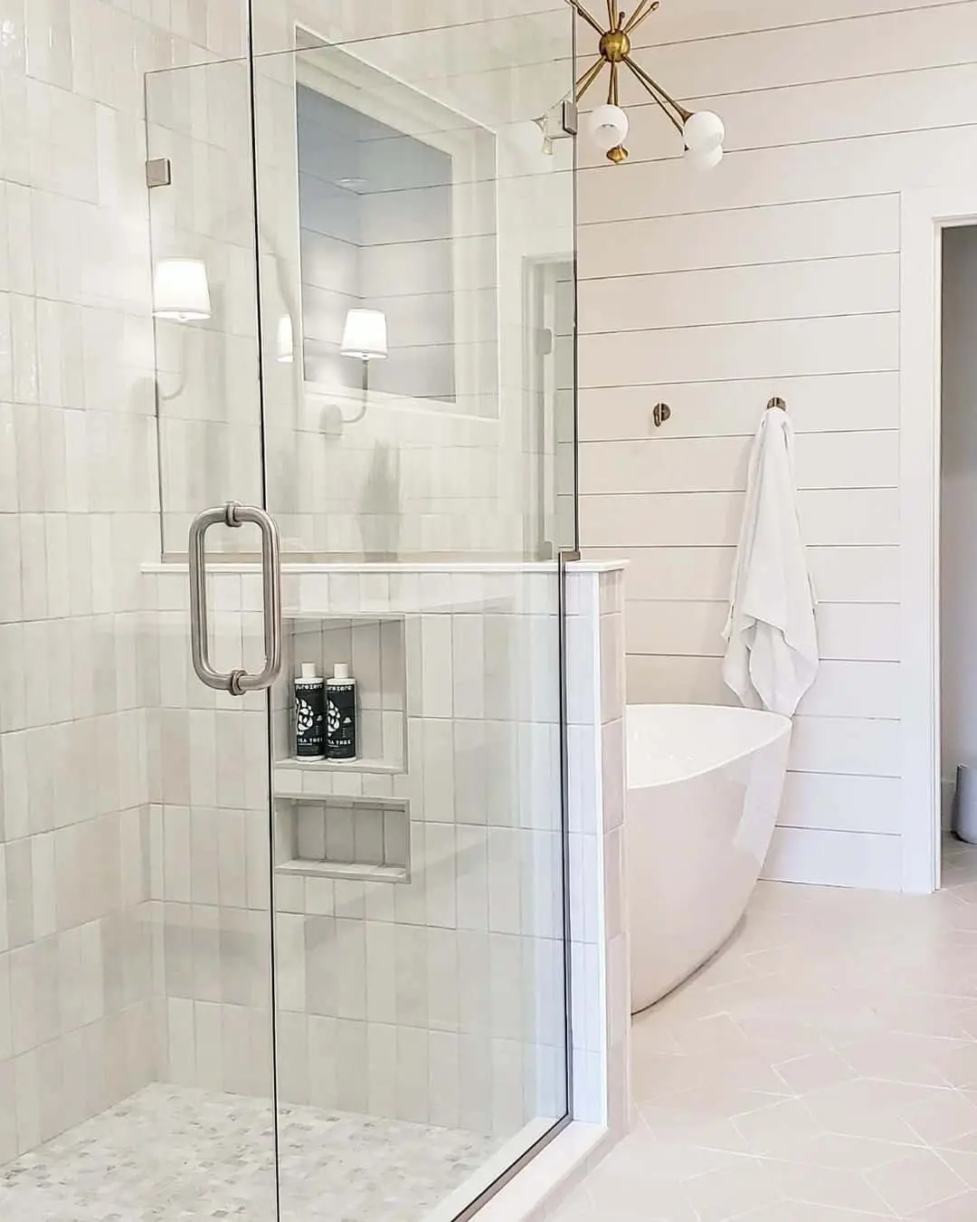 Vertical Stacked Tiles Create a Tall, Clean Shower Look