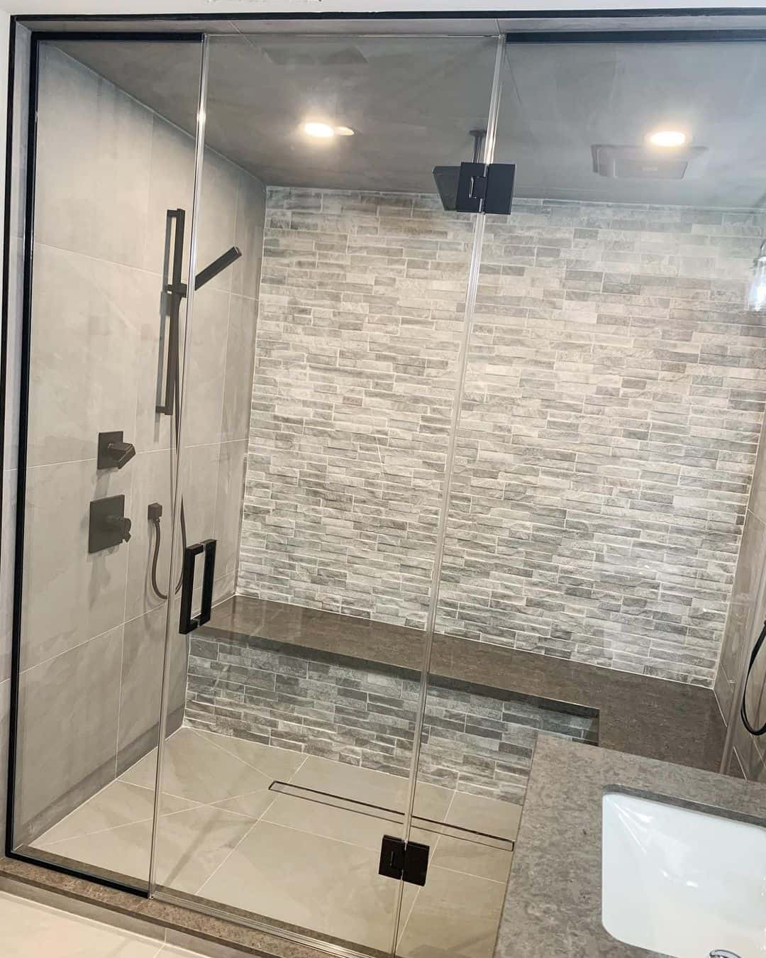 Textured Stacked Stone Tile for a Natural Shower Accent