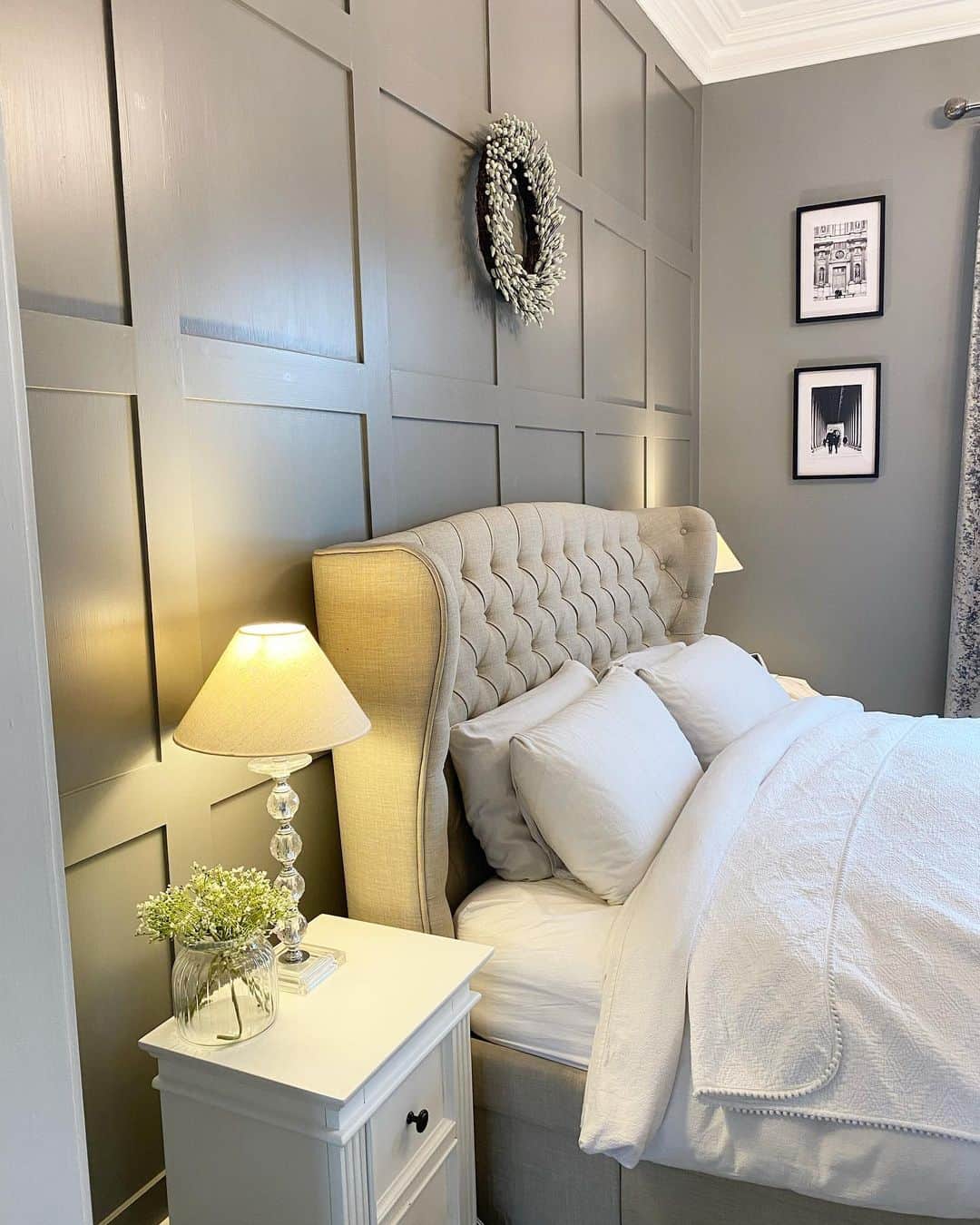 Gray Board and Batten Walls for a Serene Bedroom