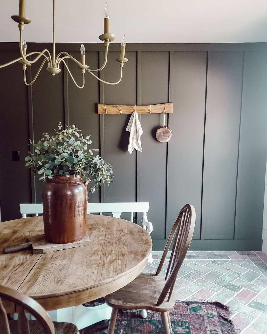 Dark Vertical Panels for a Moody Dining Room