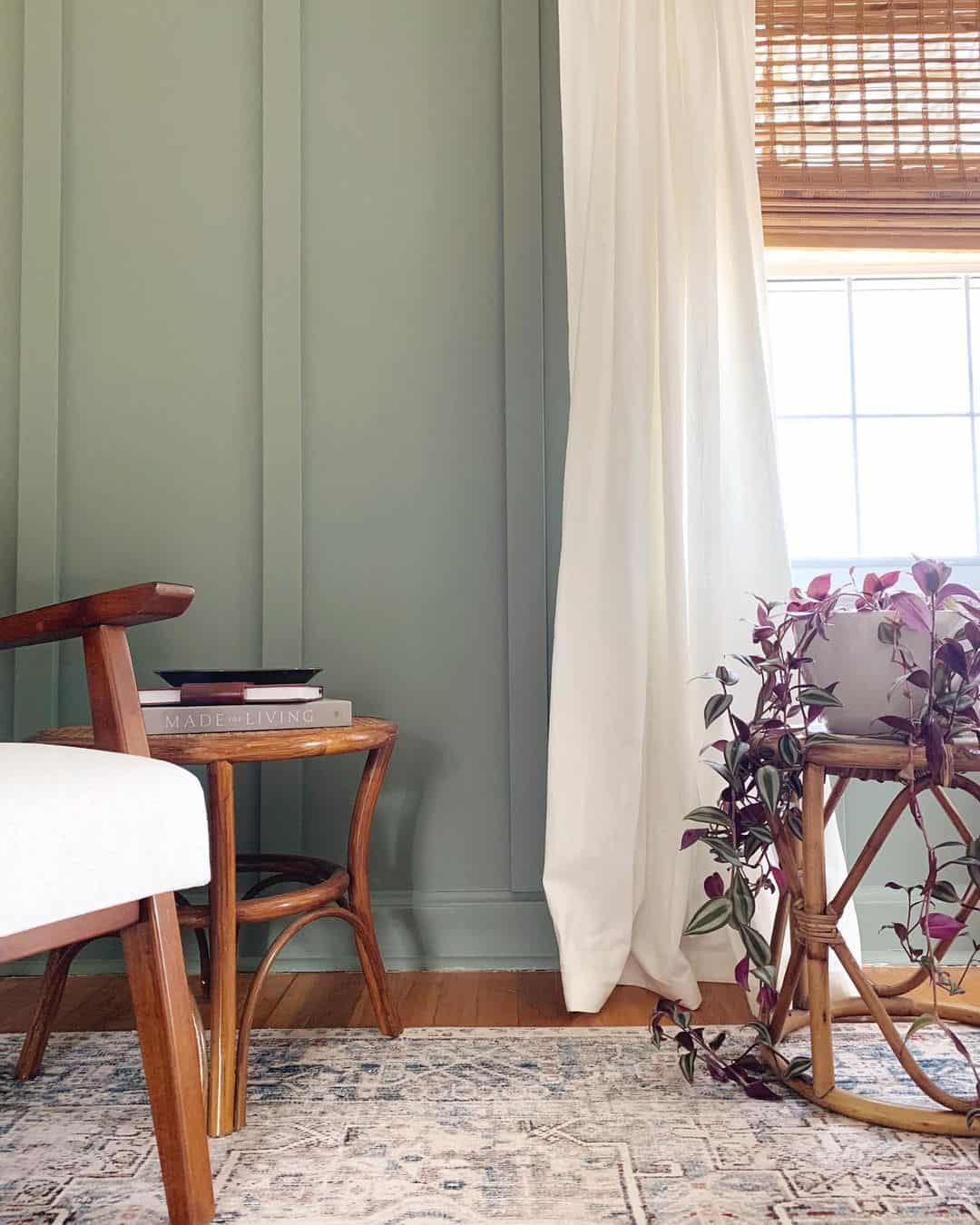 Cozy Reading Nook with Soft Green Board and Batten