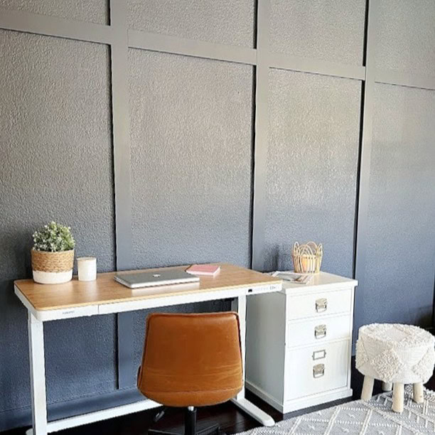 Minimalist Workspace with Textured Charcoal Walls
