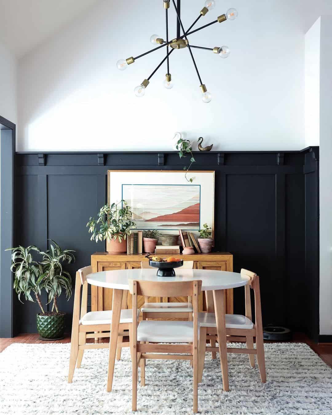 Mid-Century Dining Set Against Dark Board and Batten