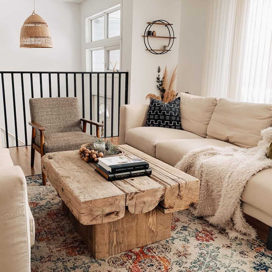 Introduce Organic Texture with a Chunky Wood Coffee Table
