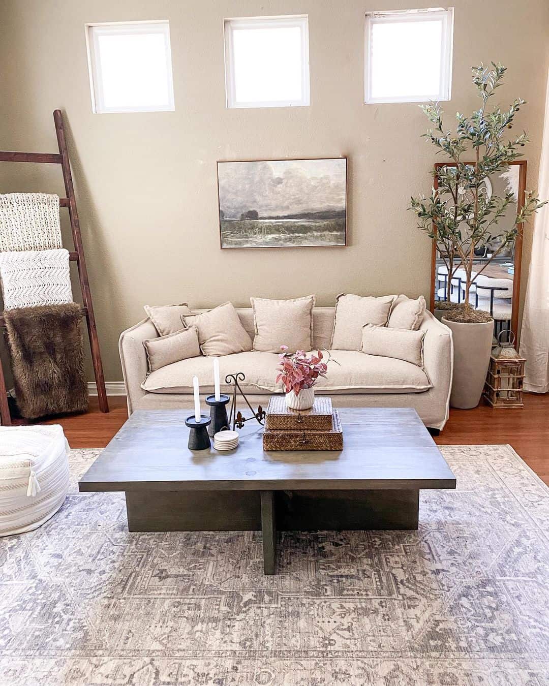 Ground Your Living Area with a Neutral Persian-Style Rug