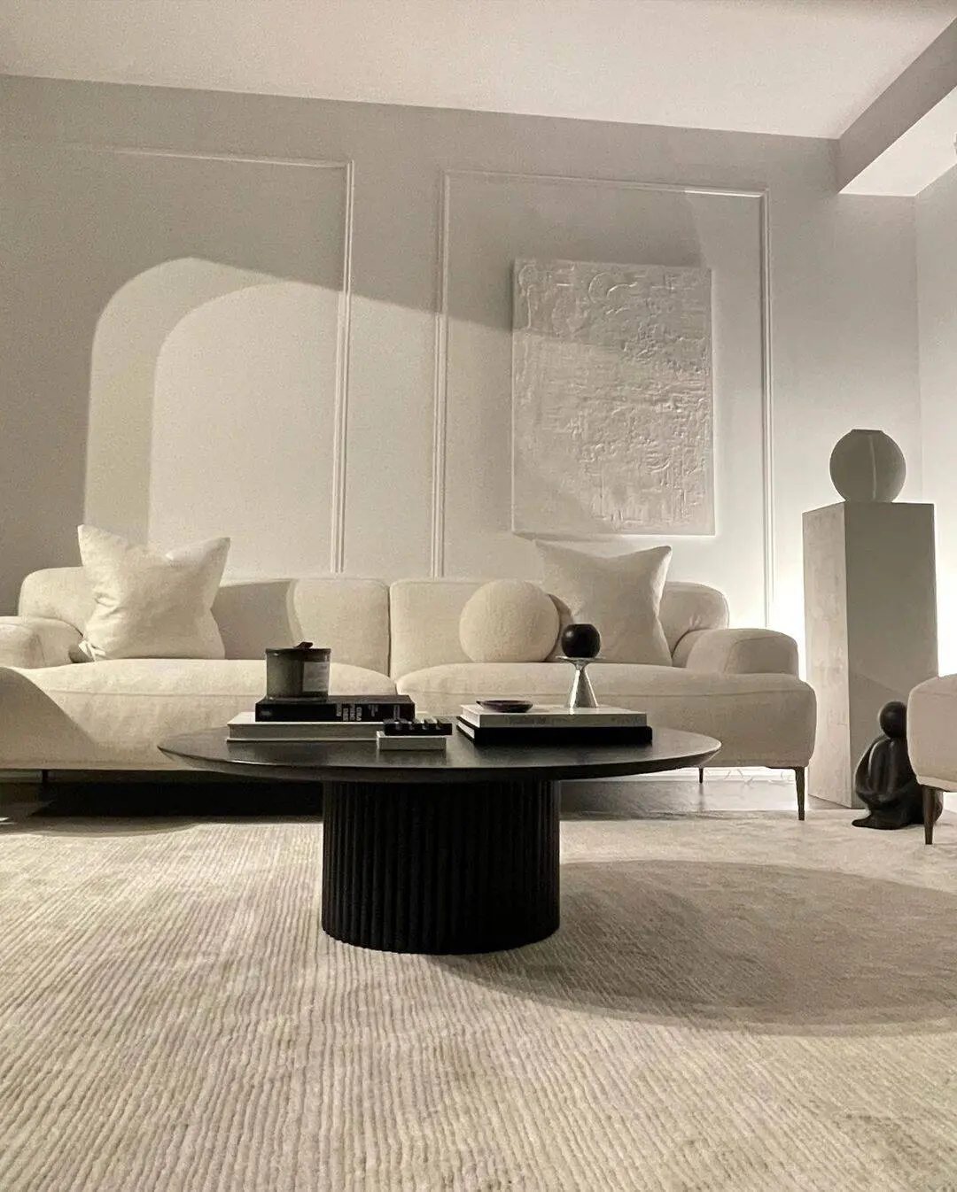 Textured Neutral Rug Adds Organic Depth to Living Space