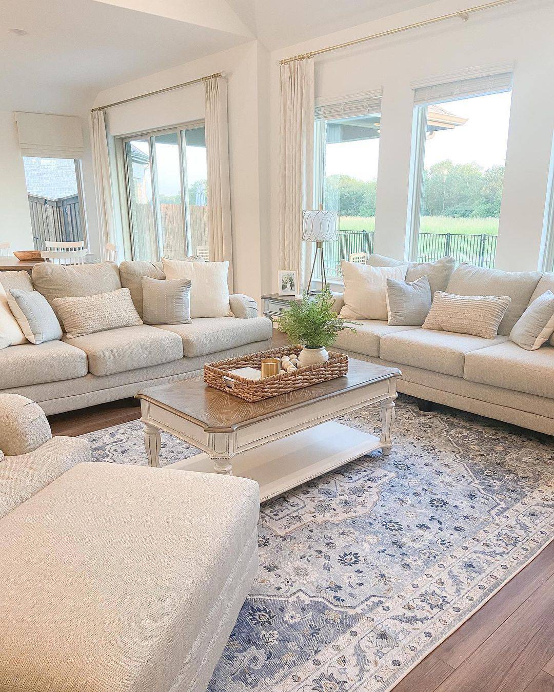 Ground a Light-Filled Area with a Blue and Gray Persian Rug
