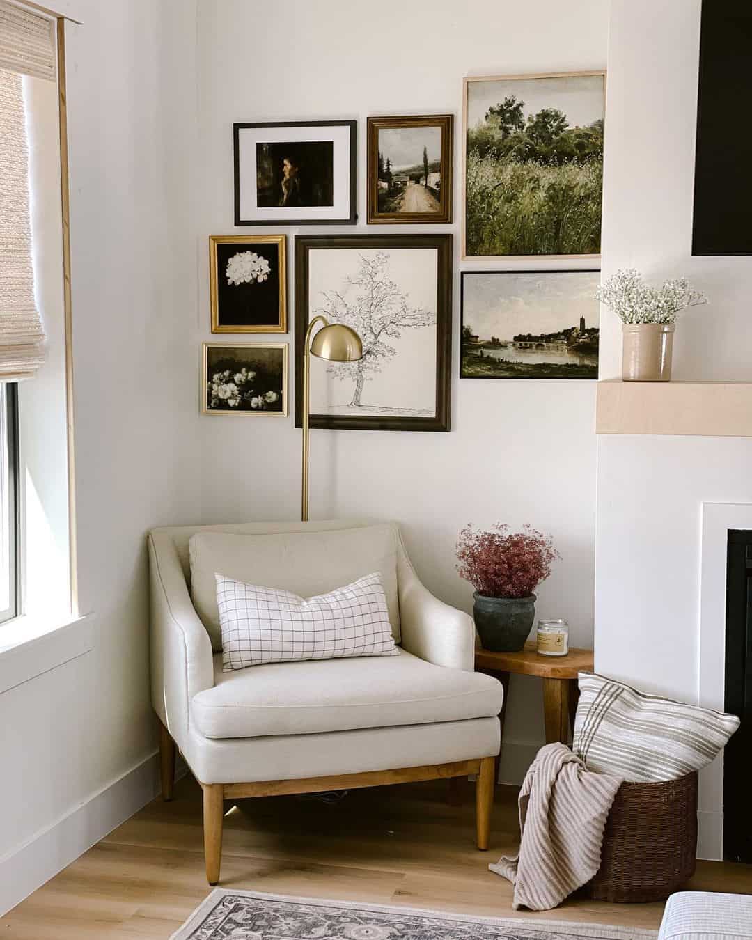 Gallery Wall With Varied Frame Styles Adds Visual Depth
