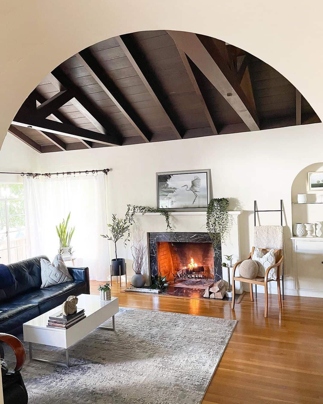 Dark Wood Beams Add Dramatic Architectural Interest
