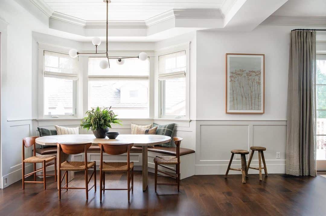 Woven Seat Chairs and Built-in Bench for Cozy Nooks