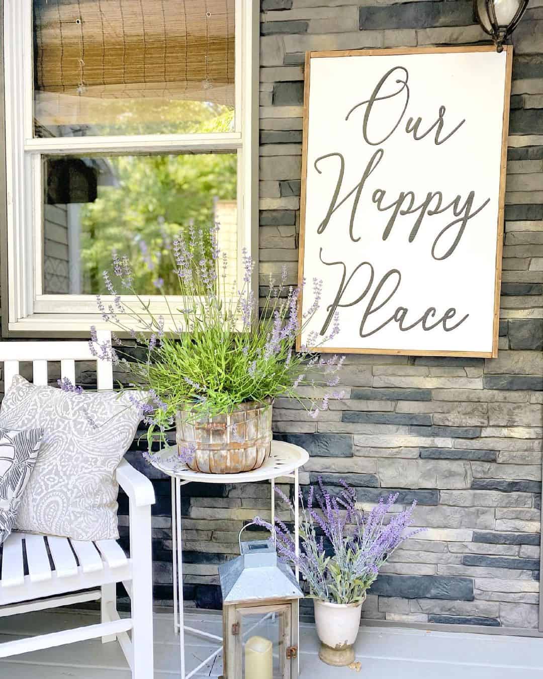 Wood Sign Welcomes Guests With 'Our Happy Place
